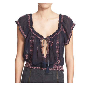 Free People - Paisley Park Peasant Top Sz. L